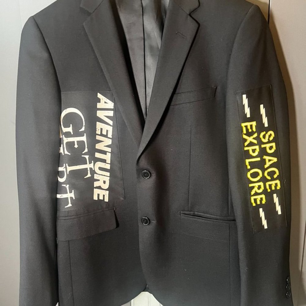 Trendiano Wool With Graphic Patchwork Blazer Mens… - image 2